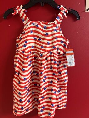 Cat & Jack Red, White & Blue Star-Striped Sundress Patriotic size 4t NEW